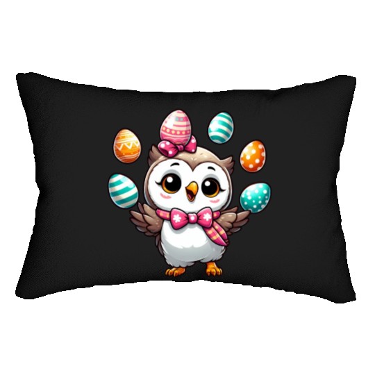 Easter Egg Owl Juggling Lumbar Pillows