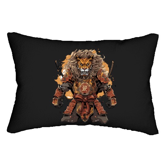 Samurai Katana Sword Anime Lion Manga Warrior Lumbar Pillows