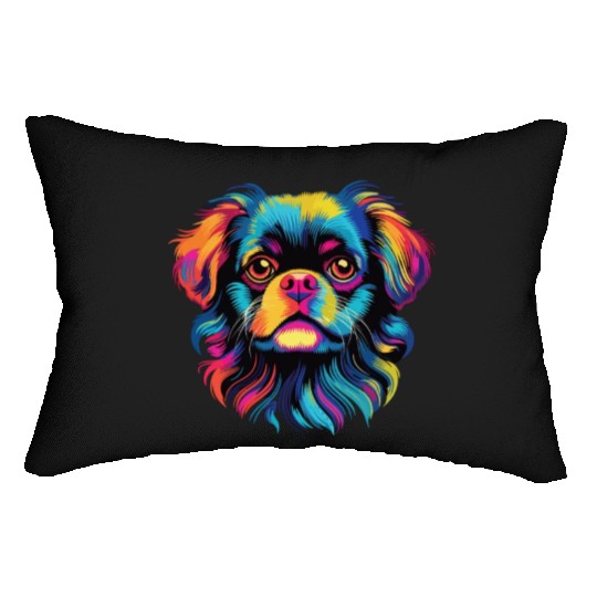 Watercolor Colorful Tibetan Spaniel Lumbar Pillows