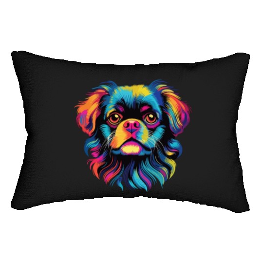 Watercolor Colorful Tibetan Spaniel Lumbar Pillows