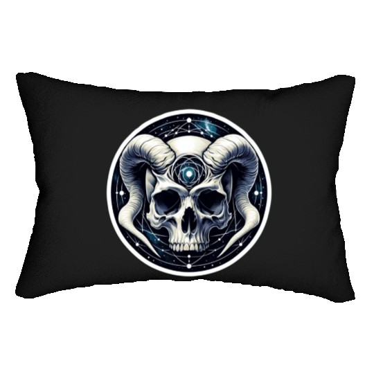 Cosmic Nirvana Serenity: Horned Skull Lumbar Pillows