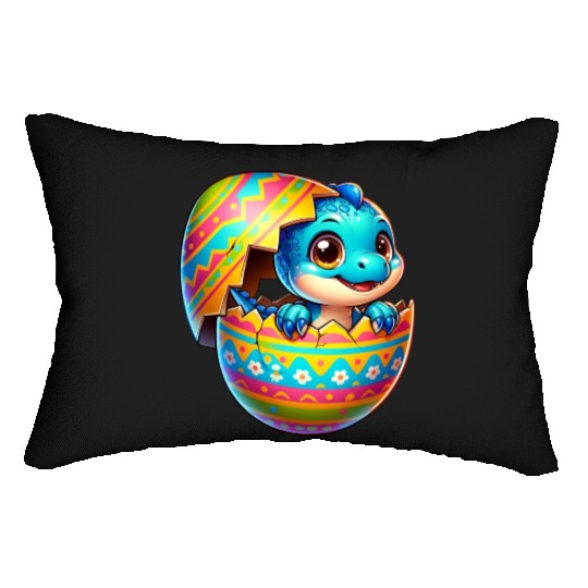 Easter Egg Dino T-Rex Hatching Colorful Cartoon Lumbar Pillows
