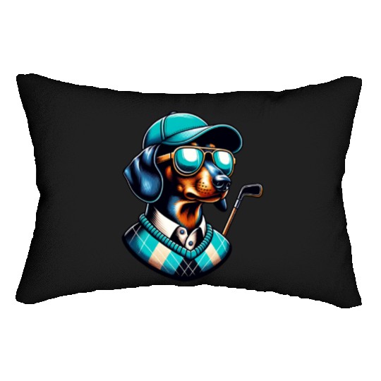 Dachshund Golfer Dog Owner Golfing Wiener Design Lumbar Pillows