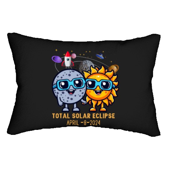 Total solar eclipse 4-8-2024: Sun and Moon love Lumbar Pillows
