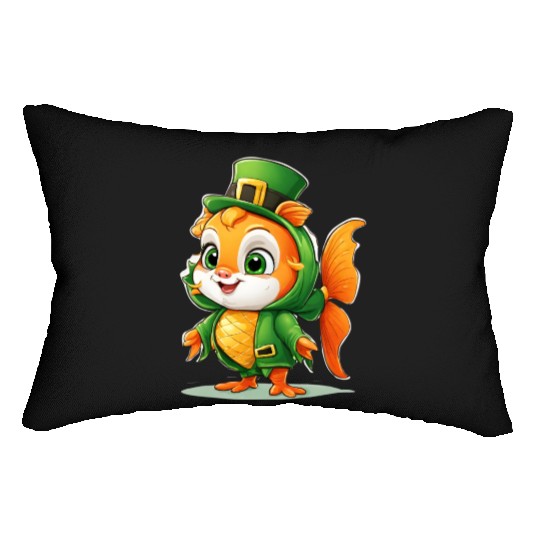 Lucky Fin: St. Patrick's Cute Fish Design Vibrant Lumbar Pillows