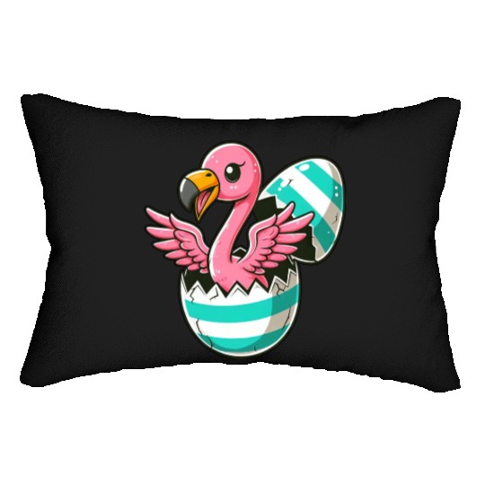 Flamingo Hatching from Easter Egg Easter Surprise Lumbar Pillows