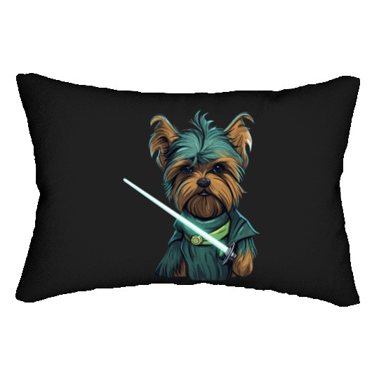 Yorkie with Lightsword Lumbar Pillows
