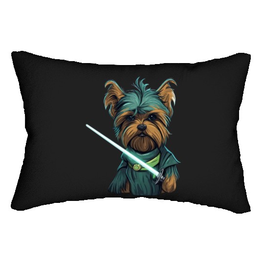 Yorkie with Lightsword Lumbar Pillows
