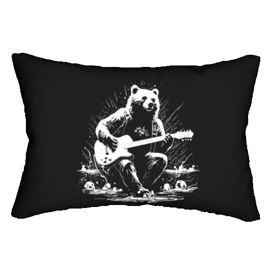 Grizzly Bear Playing Guitar Lumbar Pillows