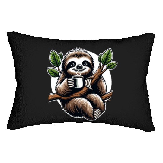 Relaxing Sloth Coffee Lover Fun for a Sloth Lumbar Pillows
