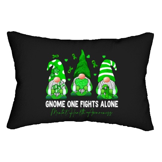Gnome Fights Mental Health Matters Green Ribbon Lumbar Pillows
