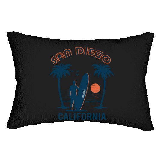 San Diego California Beach Surf Summer Lumbar Pillows