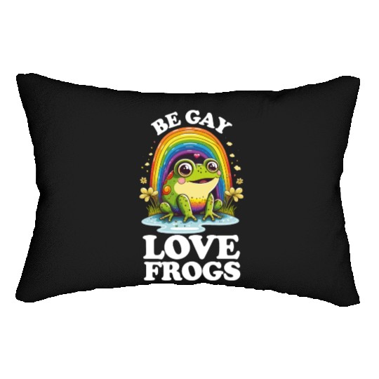 Be Gay Love Frogs Funny LGBTQ Pride Rainbow Retro Lumbar Pillows