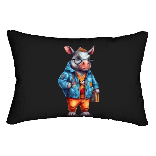 Cute Rhinoceros Cartoon Lumbar Pillows