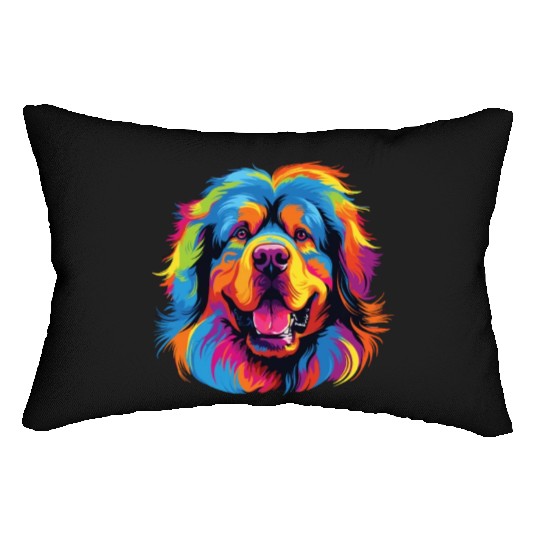 Watercolor Colorful Tibetan Mastiff Lumbar Pillows