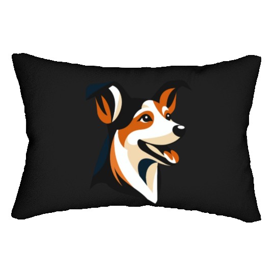 Border Collie Illustration for Dog Lovers Lumbar Pillows
