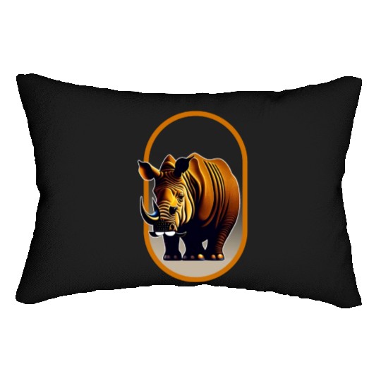 Javan Rhinoceros Illustration Lumbar Pillows
