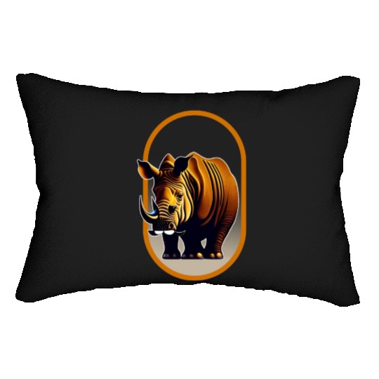 Javan Rhinoceros Illustration Lumbar Pillows