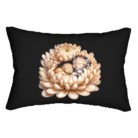 Kittens Sleeping In Flower Lumbar Pillows