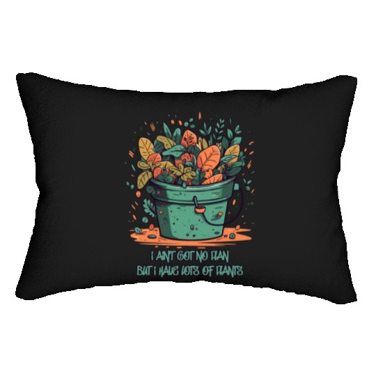 Bucket Overflowing with Plants Lumbar Pillows