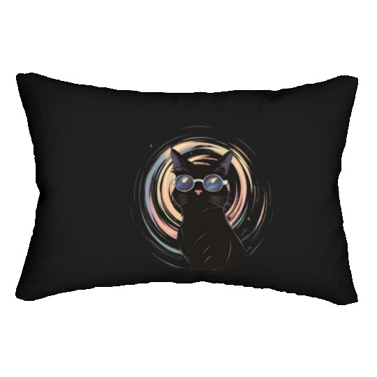 Solar Eclipse 2024 Cat Wearing Glasses Lumbar Pillows