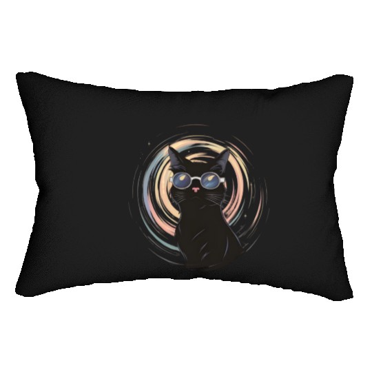 Solar Eclipse 2024 Cat Wearing Glasses Lumbar Pillows