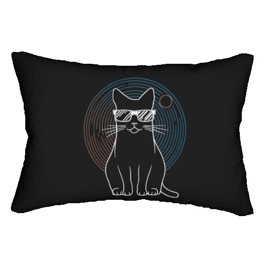 Solar Eclipse 2024 Cat Wearing Glasses Lumbar Pillows