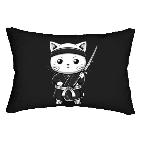 Cat Kawaii Samurai Funny Gift Lumbar Pillows