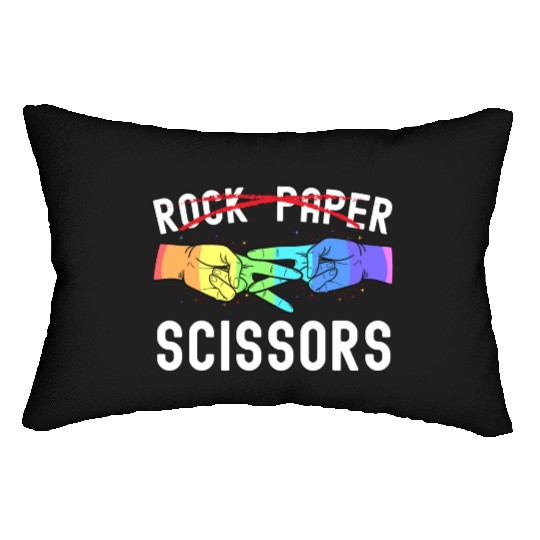 Lesbian Pride Rock Paper Scissors Funny LGBTQ Lumbar Pillows
