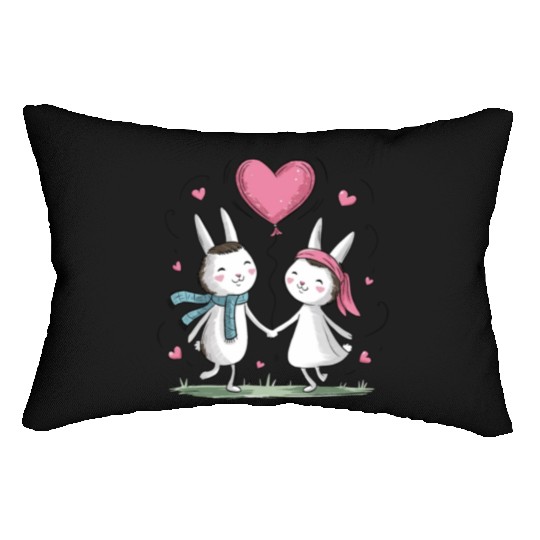 Funny bunny couple lovers Valentine's Day Lumbar Pillows