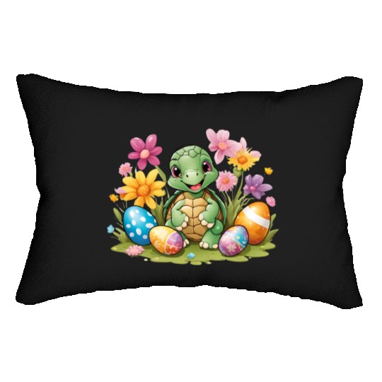Easter Turtle Delight: Colorful & Cute Design Lumbar Pillows