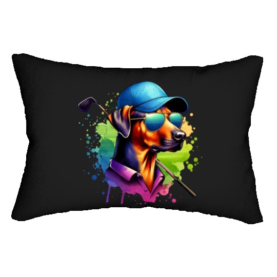 Rhodesian Ridgeback Golfer Golf Course Dogs Lumbar Pillows
