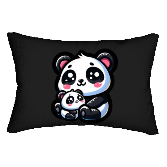 Proud Mother Panda With Her Cub for Mother's Day Lumbar Pillows
