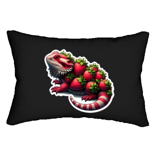 Strawberry bearded dragon pattern Lumbar Pillows
