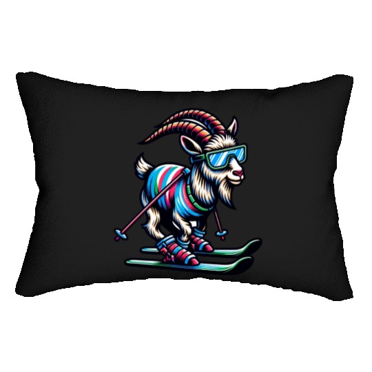 Goat Skiing Downhill Winter Sports Design Lumbar Pillows
