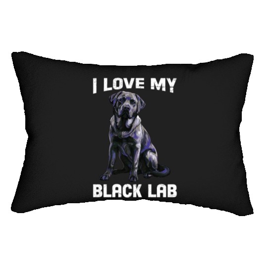 Labrador Lover I LOVE MY BLACK LAB Black Lumbar Pillows