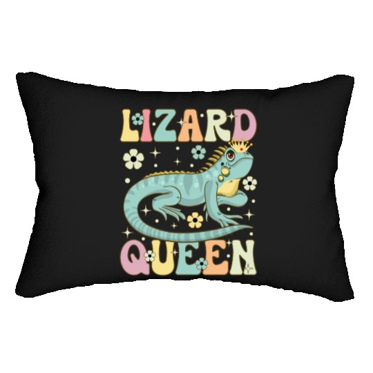 Lizard Queen Groovy Bearded Dragon Lizard Lover Lumbar Pillows