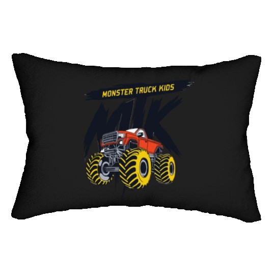 monster trucks kids Lumbar Pillows
