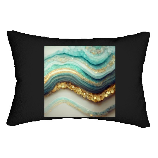 Teal Agate Geode Stone Lumbar Pillows