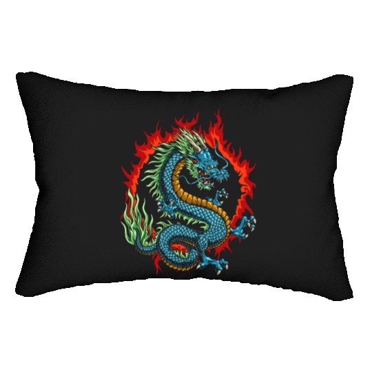Angry Japanese Dragon Lumbar Pillows