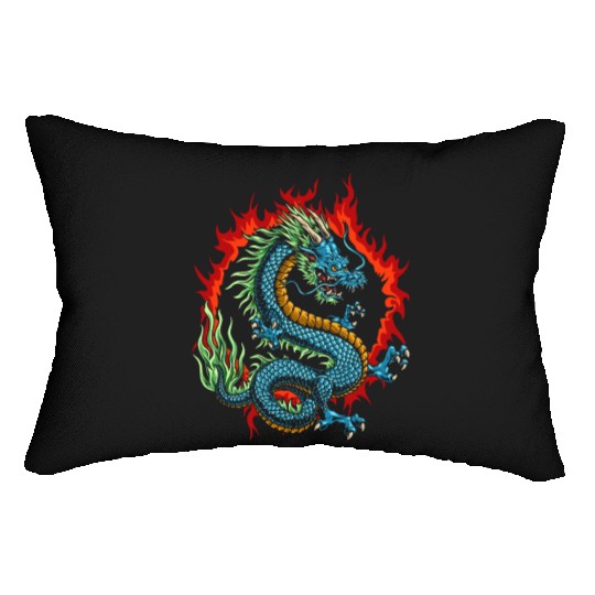 Angry Japanese Dragon Lumbar Pillows
