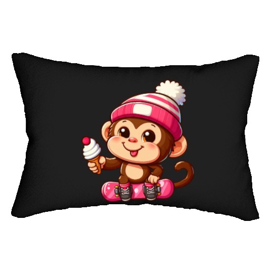 Chimpanzee Snowboarder Winter Action Lumbar Pillows