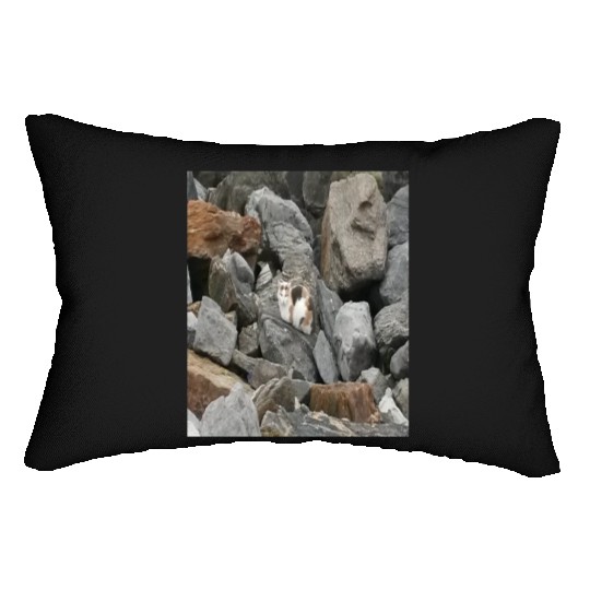 Camouflage Cat On Rocks Gifts for Animal Lovers Lumbar Pillows