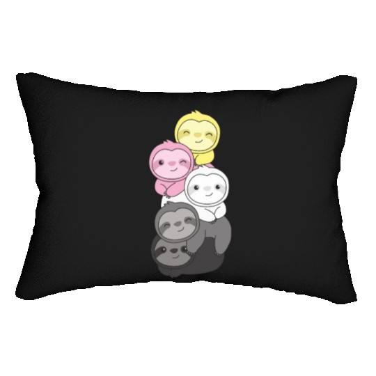 Queerplatonic Flag Pride Lgbtq Cute Sloth Lumbar Pillows