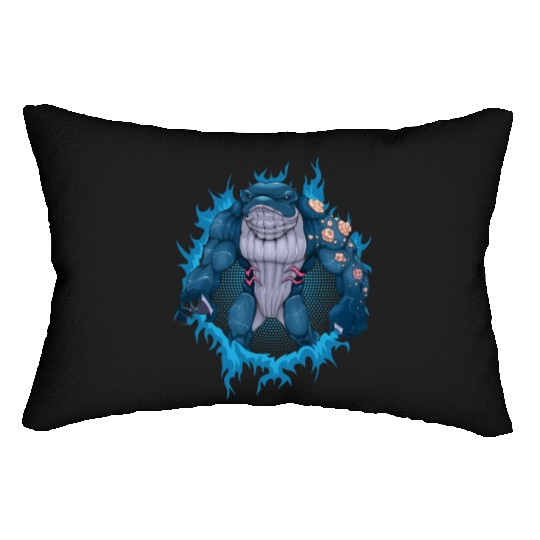 Whale Mutant With Halftone Background Lumbar Pillows