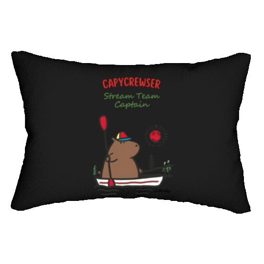 Captain Capy: Nautical Capybara Canoe Adventure Lumbar Pillows