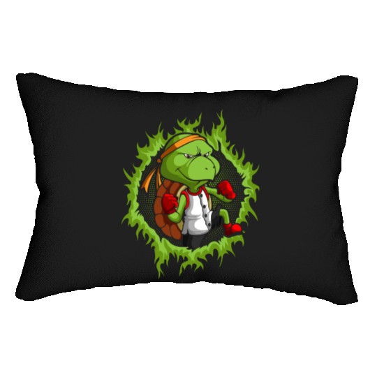 Kung Fu Turtle With Halftone Fire Background Lumbar Pillows
