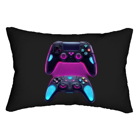 GlowTech Threads: Futuristic Gaming Controller Shi Lumbar Pillows