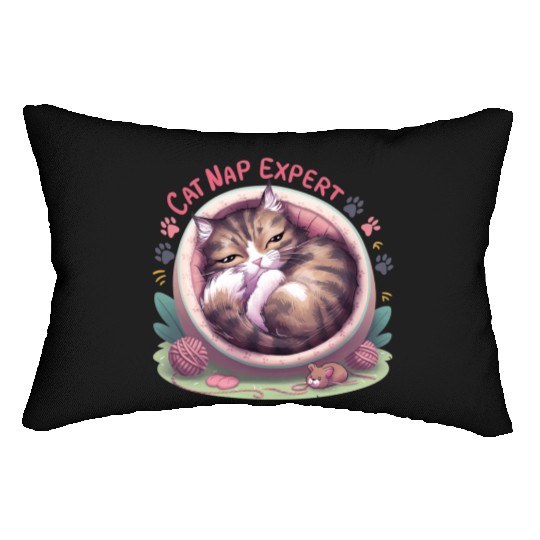 Cat Nap Expert - Funny Cat Outfit! Lumbar Pillows