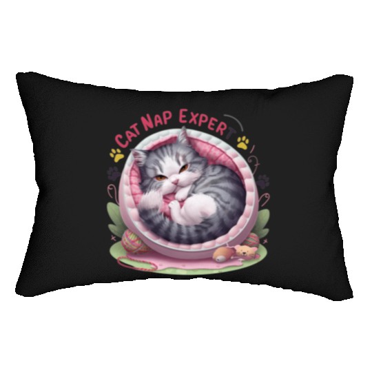Cat Nap Expert - Funny Cat Outfit! Lumbar Pillows